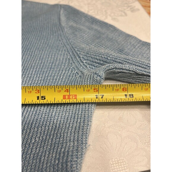 Eileen Fisher Linen Light Blue Open Front Asymmetrical Cardigan Sweater Sz PS - Picture 11 of 13